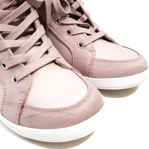 🔻Call It Spring🌸High Top Pink Faux Suede Wedge Sneaker - Picture 7 of 9